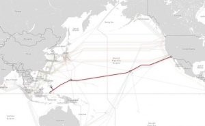 Map detailing transpacific fiber route